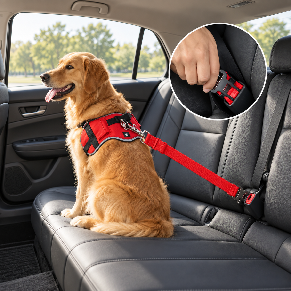 Cinturón Ajustable para Perros y Gatos en Coche